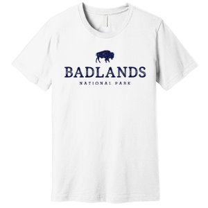 Retro Badlands National Park Bison Hiking Souvenir Premium T-Shirt