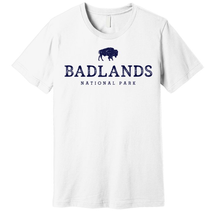 Retro Badlands National Park Bison Hiking Souvenir Premium T-Shirt