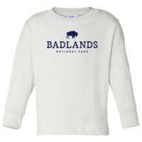 Retro Badlands National Park Bison Hiking Souvenir Toddler Long Sleeve Shirt