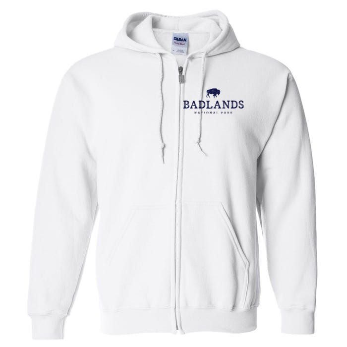 Retro Badlands National Park Bison Hiking Souvenir Full Zip Hoodie