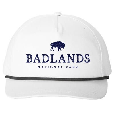 Retro Badlands National Park Bison Hiking Souvenir Snapback Five-Panel Rope Hat