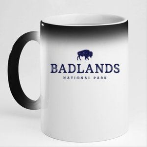 Retro Badlands National Park Bison Hiking Souvenir 11oz Black Color Changing Mug