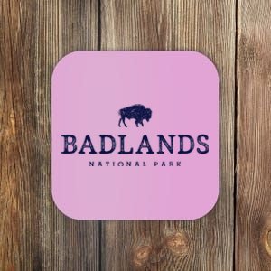 Retro Badlands National Park Bison Hiking Souvenir Coaster