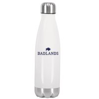 Retro Badlands National Park Bison Hiking Souvenir Stainless Steel Insulated Water Bottle