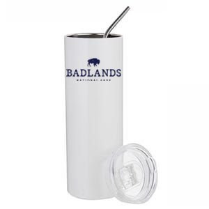 Retro Badlands National Park Bison Hiking Souvenir Stainless Steel Tumbler