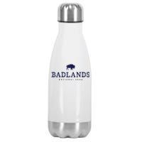 Retro Badlands National Park Bison Hiking Souvenir Stainless Steel Insulated Water Bottle