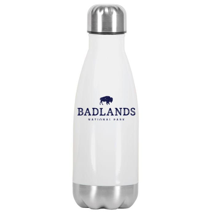 Retro Badlands National Park Bison Hiking Souvenir Stainless Steel Insulated Water Bottle