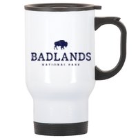 Retro Badlands National Park Bison Hiking Souvenir Stainless Steel Travel Mug