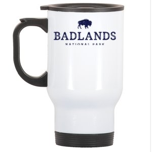 Retro Badlands National Park Bison Hiking Souvenir Stainless Steel Travel Mug