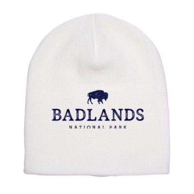 Retro Badlands National Park Bison Hiking Souvenir Short Acrylic Beanie