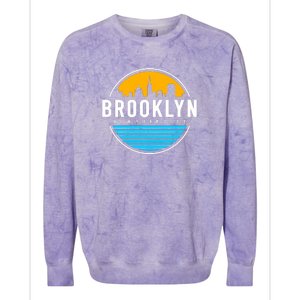 Retro Brooklyn New York City Skyline Colorblast Crewneck Sweatshirt