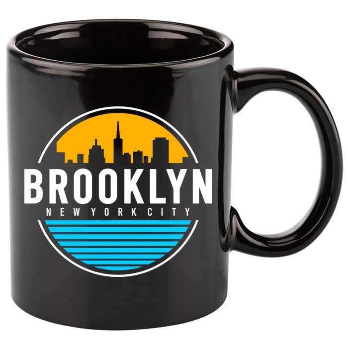 Retro Brooklyn New York City Skyline 11oz C Handle Ceramic Mug