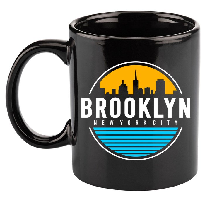 Retro Brooklyn New York City Skyline 11oz C Handle Ceramic Mug