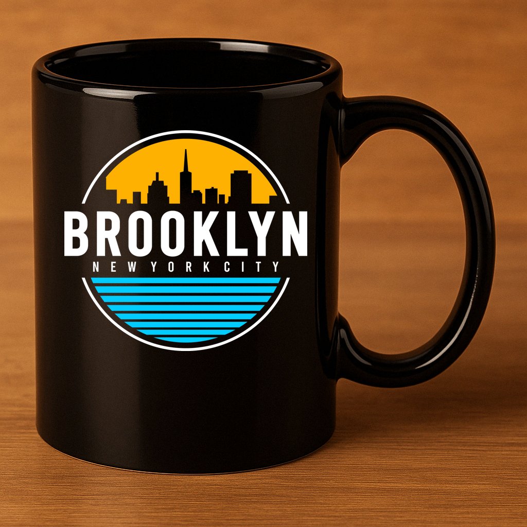 Retro Brooklyn New York City Skyline 11oz C Handle Ceramic Mug