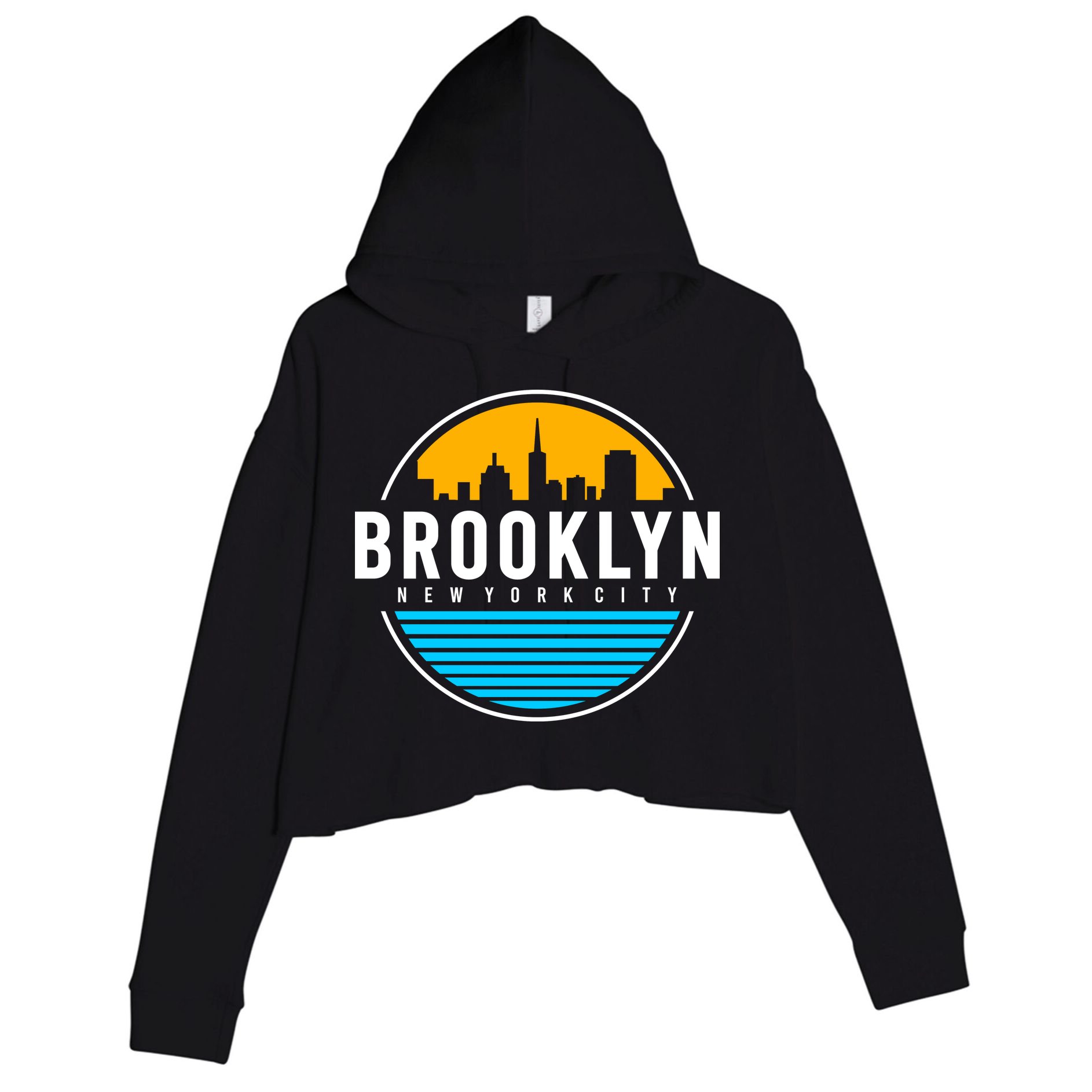 Retro Brooklyn New York City Skyline Crop Fleece Hoodie