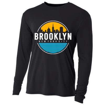 Retro Brooklyn New York City Skyline Cooling Performance Long Sleeve Crew