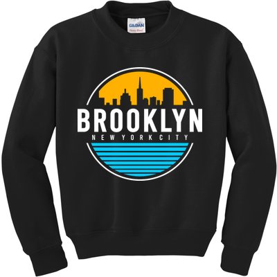 Retro Brooklyn New York City Skyline Kids Sweatshirt