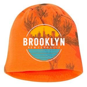 Retro Brooklyn New York City Skyline Kati - Camo Knit Beanie