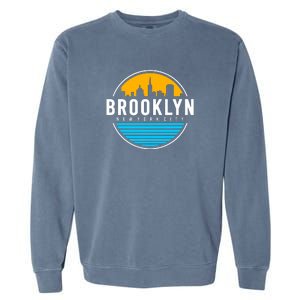 Retro Brooklyn New York City Skyline Garment-Dyed Sweatshirt