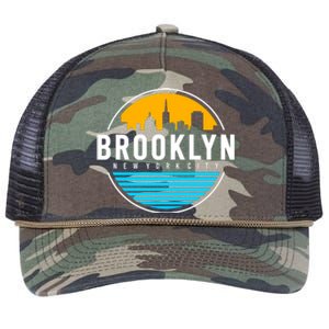 Retro Brooklyn New York City Skyline Retro Rope Trucker Hat Cap