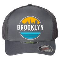 Retro Brooklyn New York City Skyline Flexfit Unipanel Trucker Cap