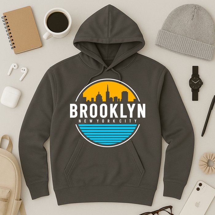 Retro Brooklyn New York City Skyline Hoodie