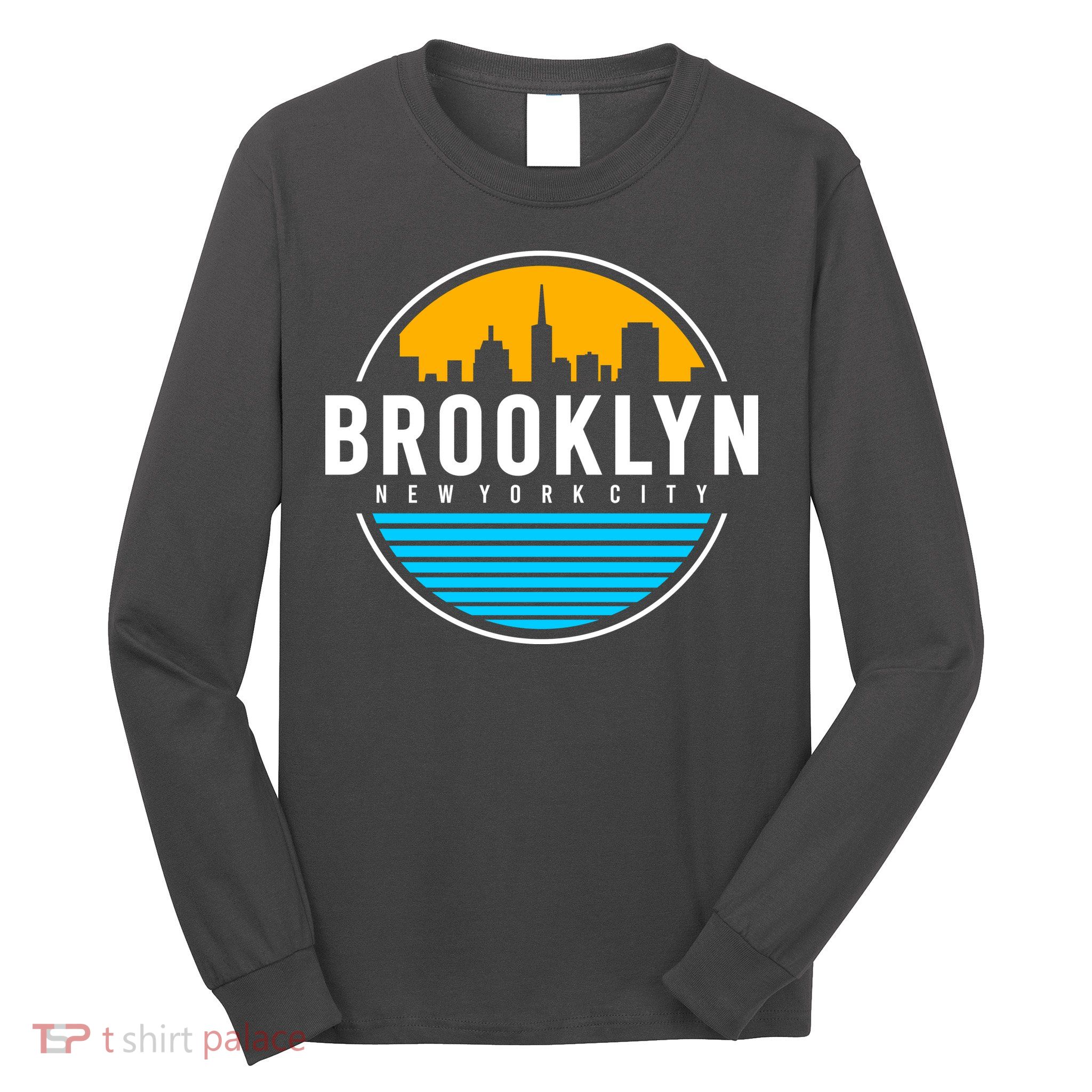 Retro Brooklyn New York City Skyline Long Sleeve Shirt