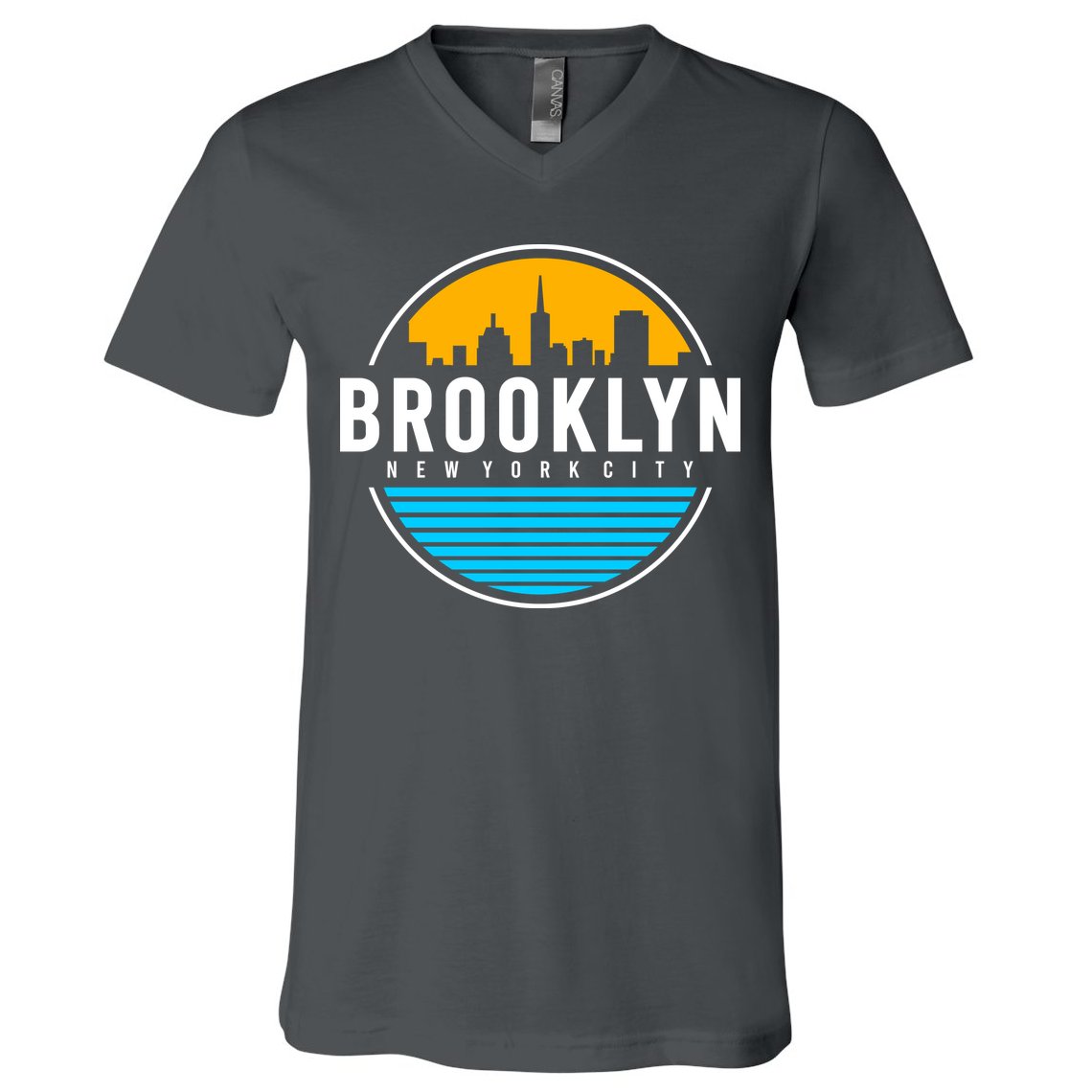 Retro Brooklyn New York City Skyline V-Neck T-Shirt