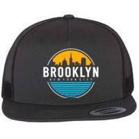 Retro Brooklyn New York City Skyline Flat Bill Trucker Hat