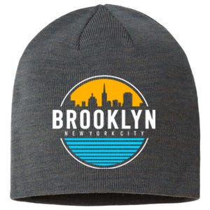 Retro Brooklyn New York City Skyline Sustainable Beanie