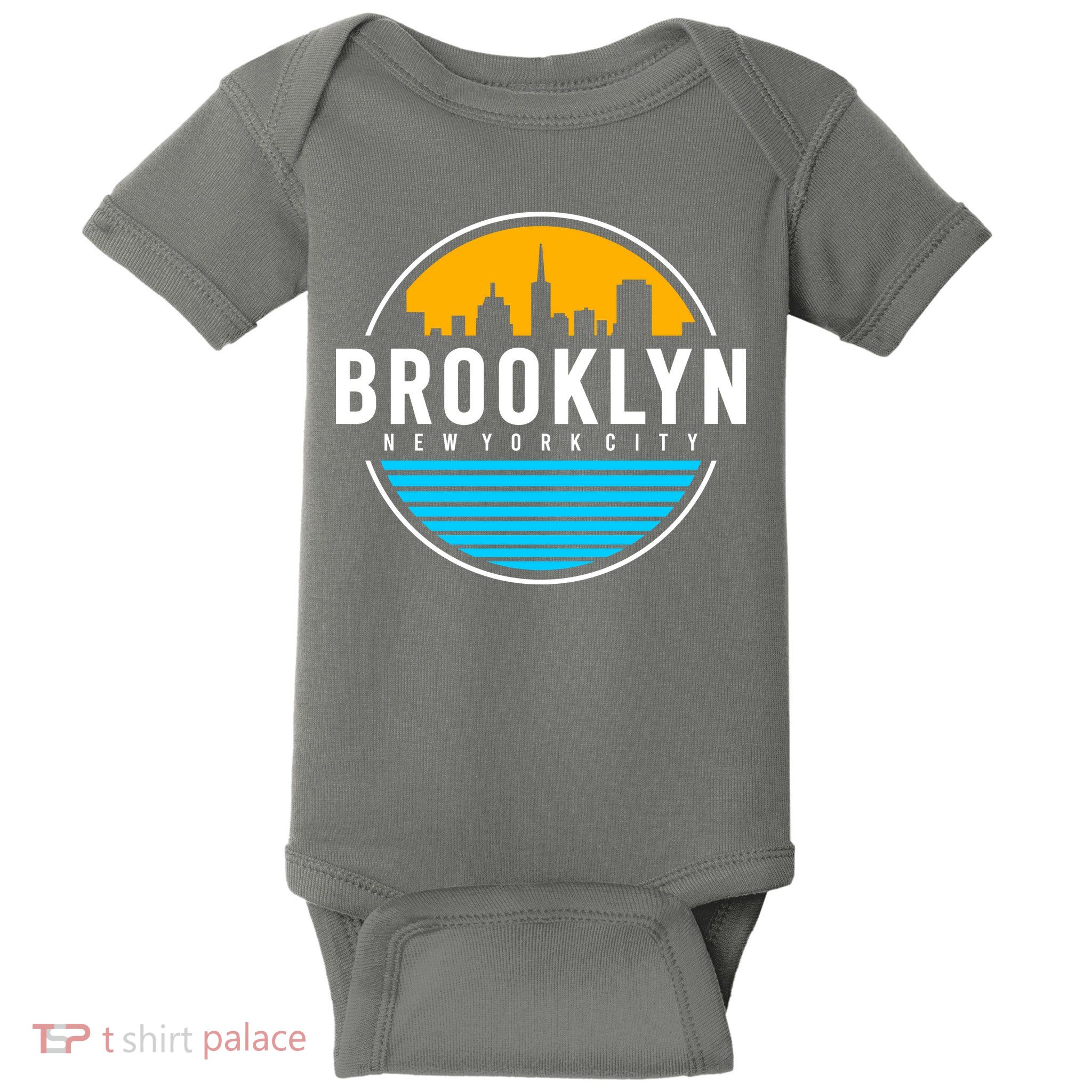 Retro Brooklyn New York City Skyline Baby Bodysuit