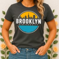 Retro Brooklyn New York City Skyline Womens T-Shirt