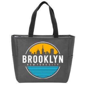 Retro Brooklyn New York City Skyline Zip Tote Bag