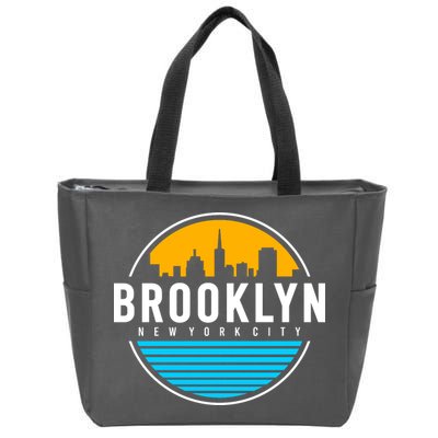 Retro Brooklyn New York City Skyline Zip Tote Bag