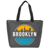 Retro Brooklyn New York City Skyline Zip Tote Bag