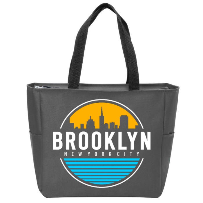 Retro Brooklyn New York City Skyline Zip Tote Bag