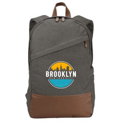 Retro Brooklyn New York City Skyline Cotton Canvas Backpack