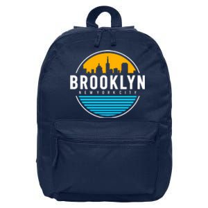 Retro Brooklyn New York City Skyline 16 in Basic Backpack