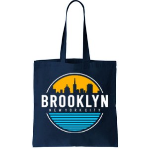 Retro Brooklyn New York City Skyline Tote Bag