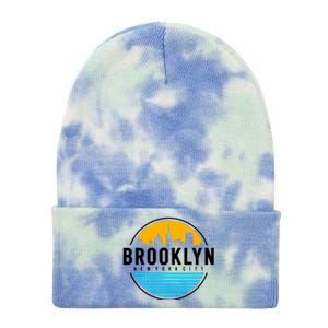 Retro Brooklyn New York City Skyline Tie Dye 12in Knit Beanie