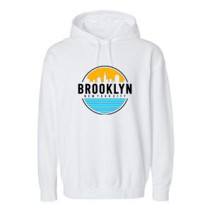 Retro Brooklyn New York City Skyline Garment-Dyed Fleece Hoodie