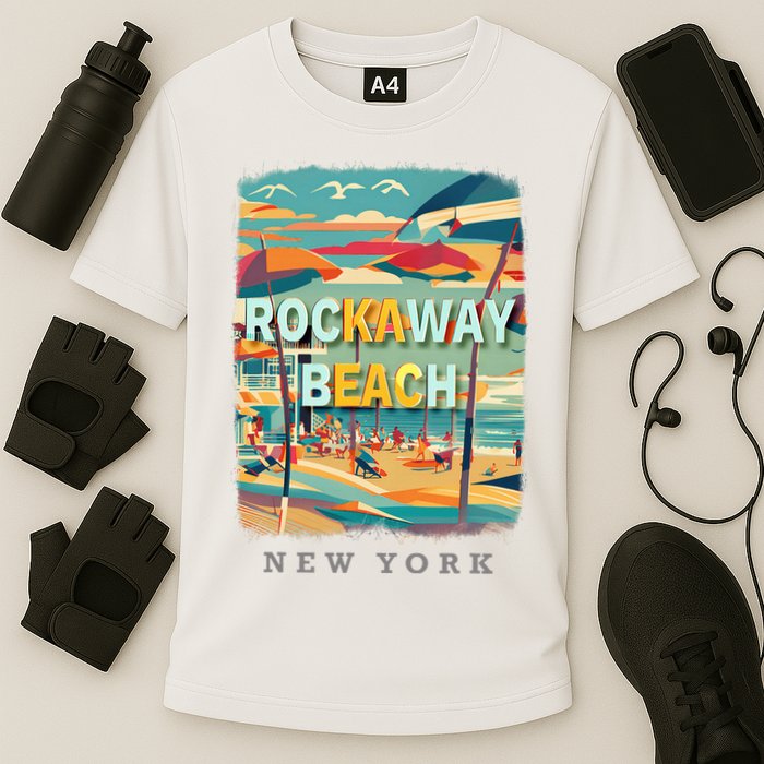 Rockaway Beach New York Queens Ny Surfing Cooling Performance Crew T-Shirt