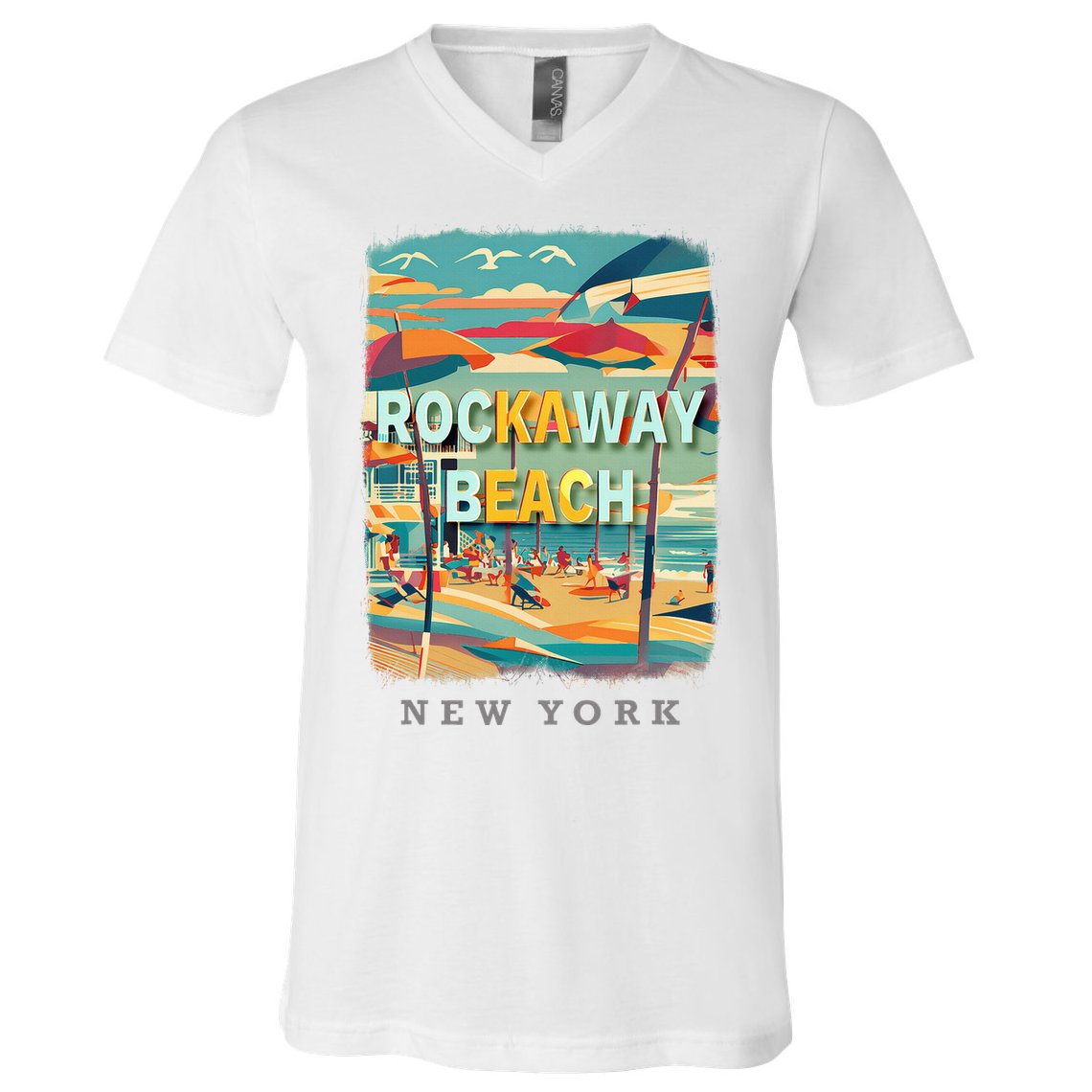 Rockaway Beach New York Queens Ny Surfing V-Neck T-Shirt