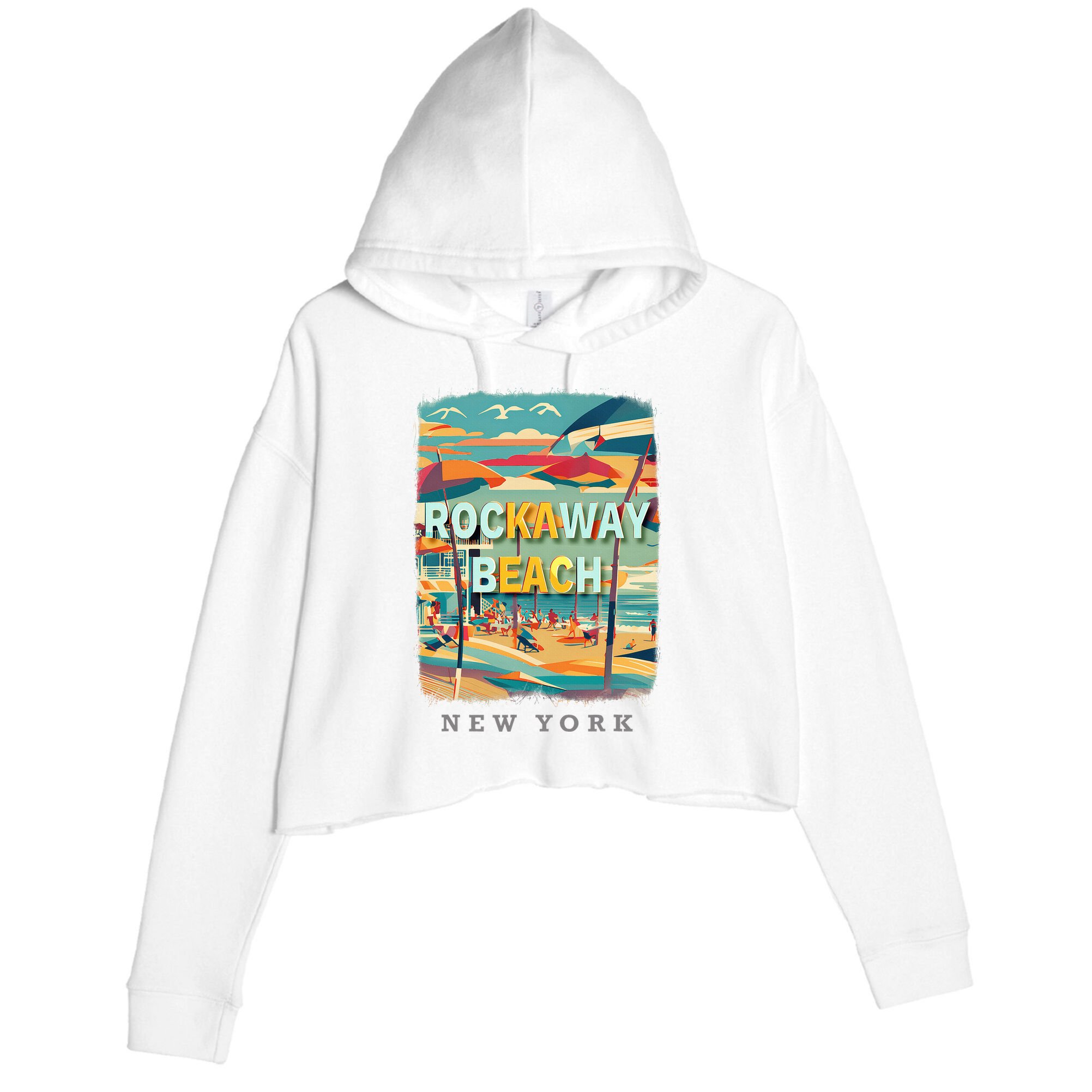 Rockaway Beach New York Queens Ny Surfing Crop Fleece Hoodie