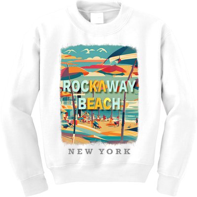 Rockaway Beach New York Queens Ny Surfing Kids Sweatshirt