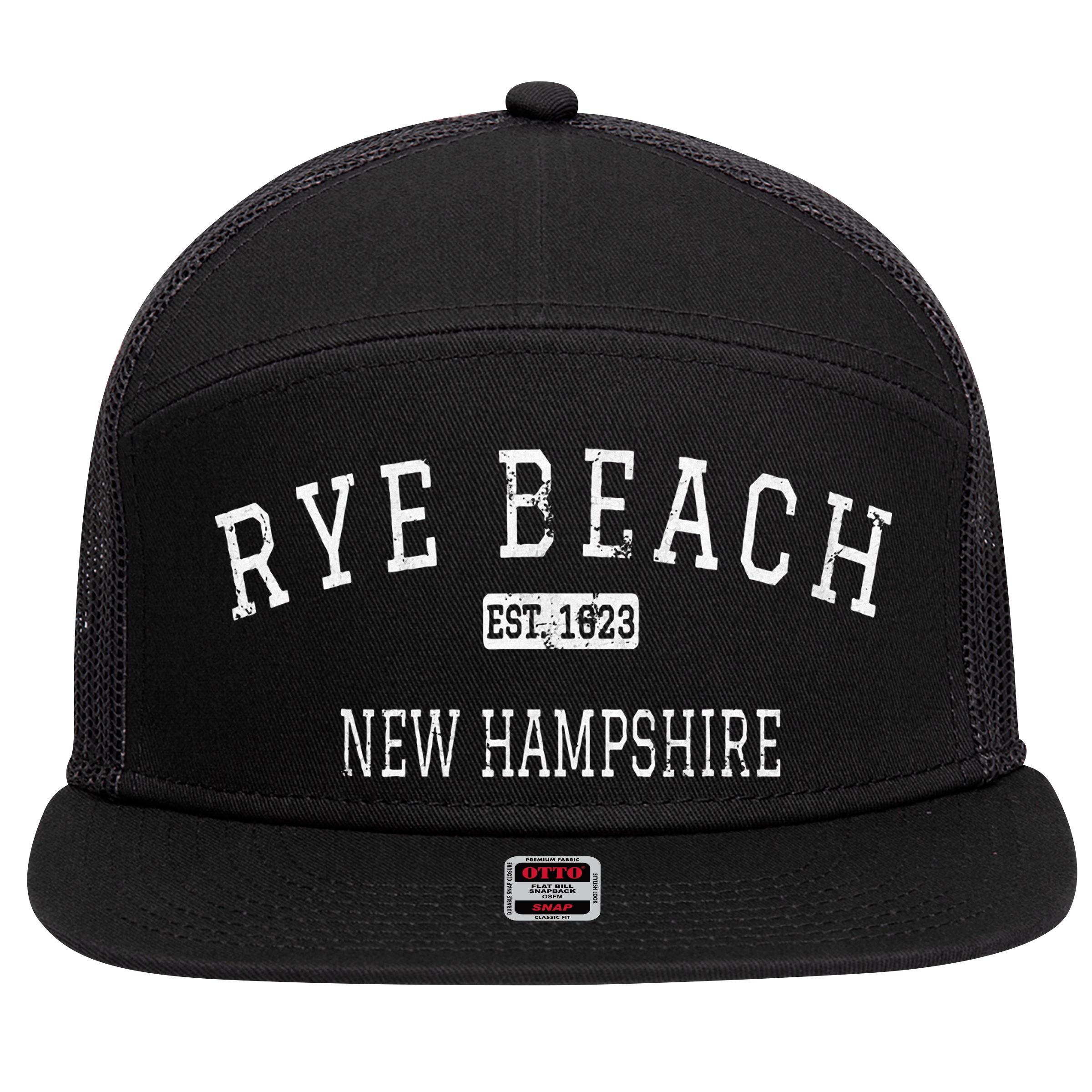 Rye Beach New Hampshire Nh Vintage 7 Panel Mesh Trucker Snapback Hat