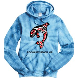 Rockaway Beach Oregon Native American Orca Killer Whale Tie Dye Hoodie