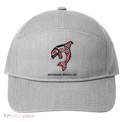 Rockaway Beach Oregon Native American Orca Killer Whale 7-Panel Snapback Hat