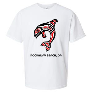 Rockaway Beach Oregon Native American Orca Killer Whale Sueded Cloud Jersey T-Shirt