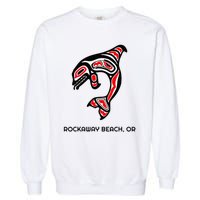 Rockaway Beach Oregon Native American Orca Killer Whale Garment-Dyed Sweatshirt